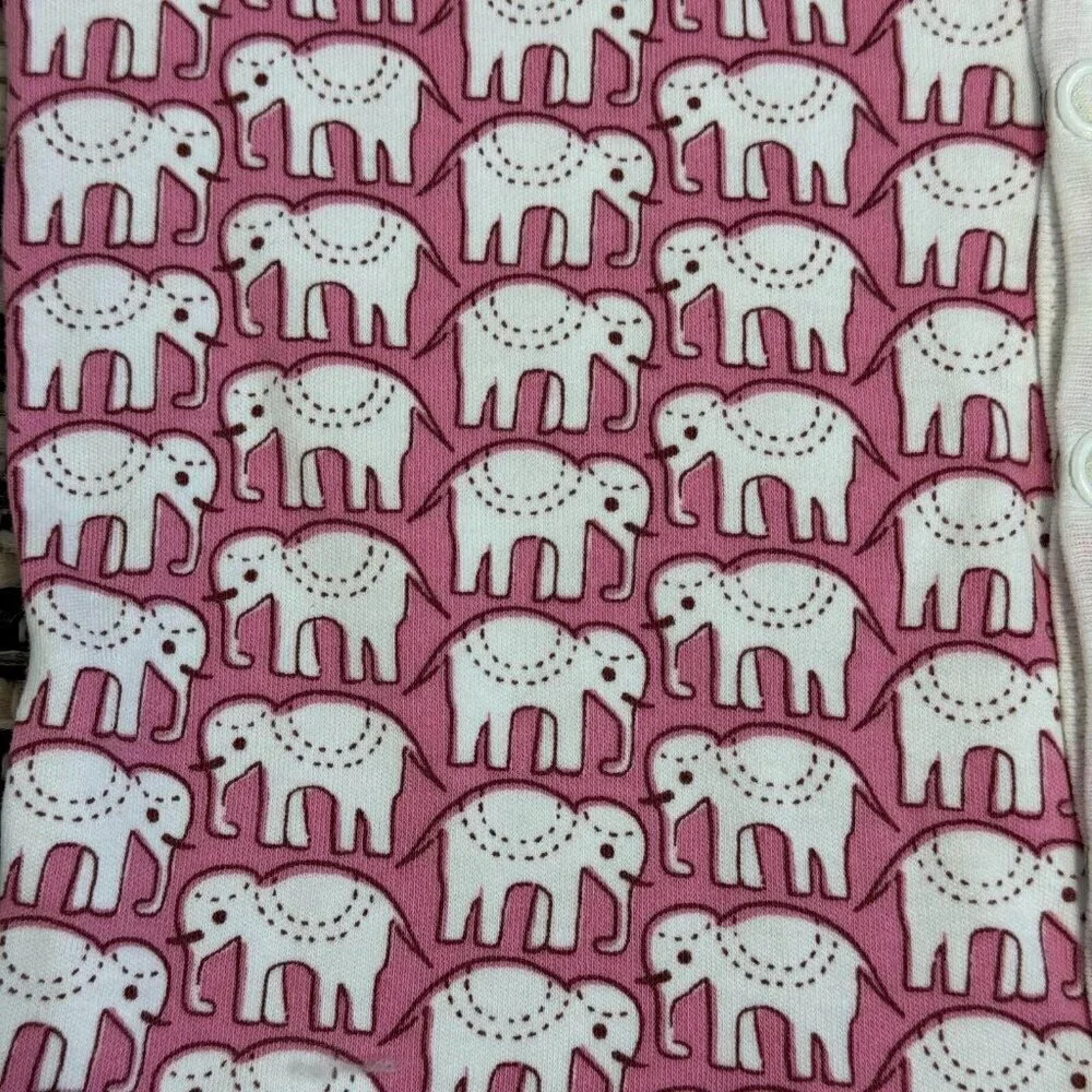 Roller Rabbit Hathi Elephant Print Footie Pajama One Piece Pink White Size 3-6MM